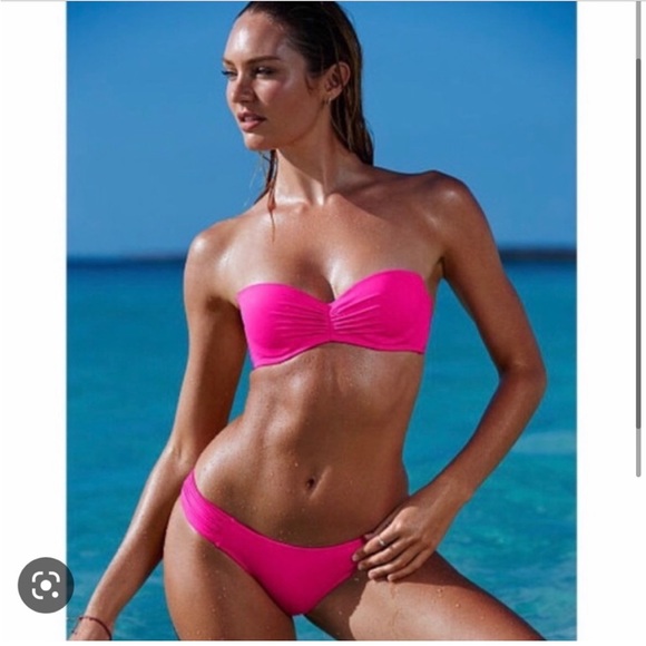 Victoria’s Secret 36C pink & black flirt bandeau bikini tops - Picture 10 of 16